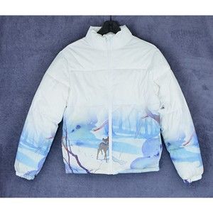 Disney Parks Women's Puffer Jacket Full Zip Bambi White Size XS NWT